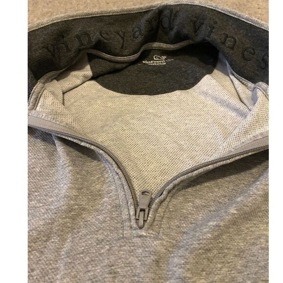 Vineyard Vines Men's Grey Prima Cotton 1/4 Zip Long Sleeve Pullover - Picture 3 of 6